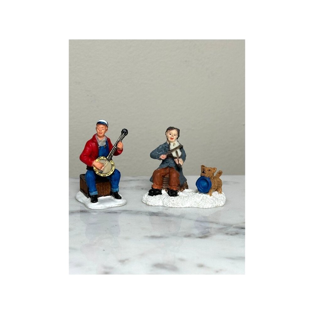 Vintage Christmas Village Figurine  Street Musicians Set Holiday Decor